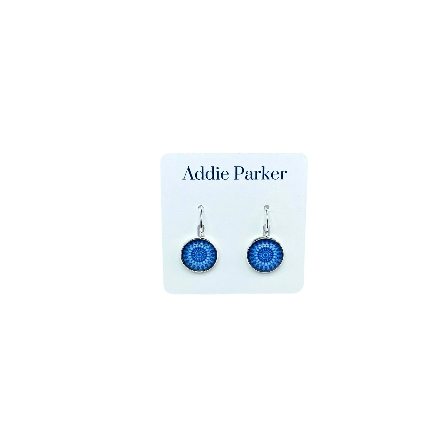 Lever Back Earrings (E 172) - Blue Mandala Leverback Earrings
