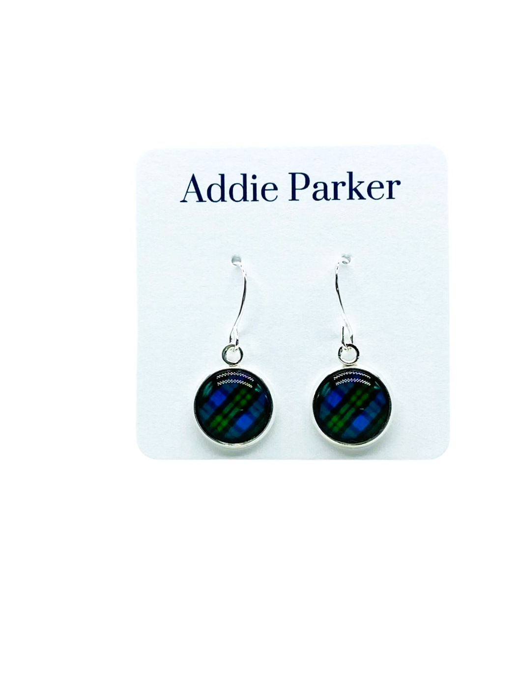 French Hook Style Earring (FH 11) - Blue / Green Plaid