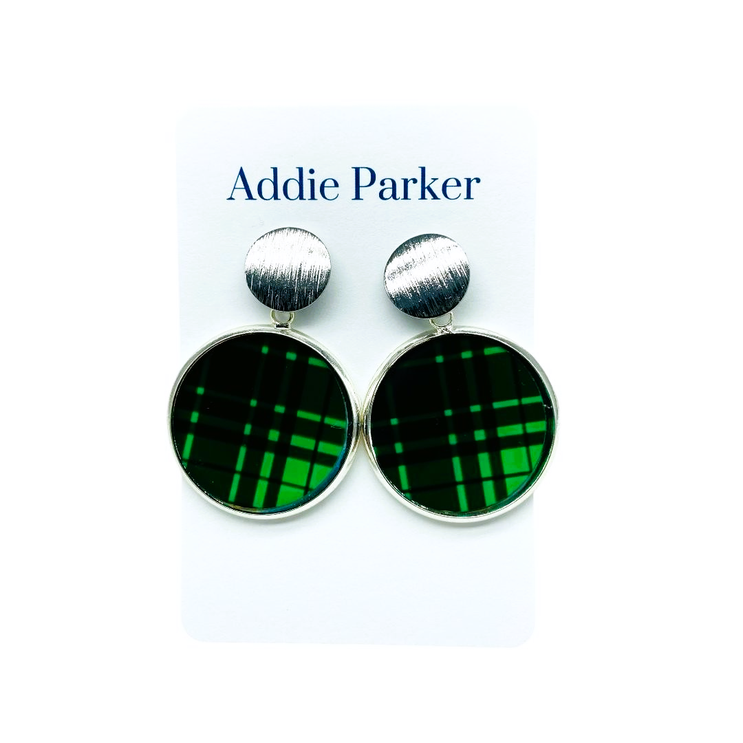 Plaid Earring (R66S) - Green Buffalo Plaid