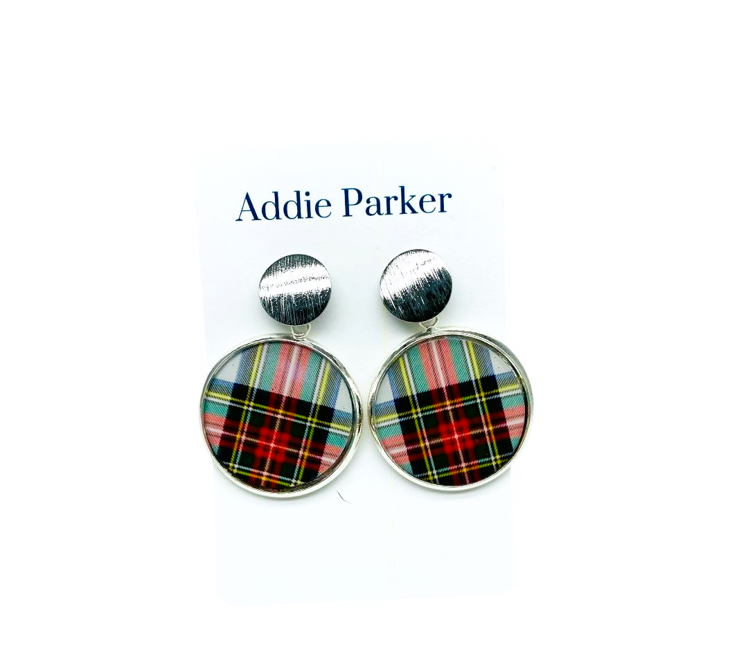 Plaid Earring (R62S) - White Plaid