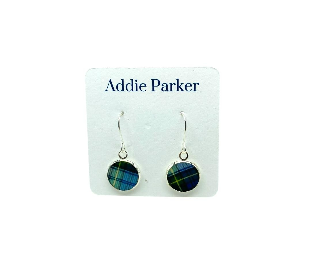 French Hook Style Earring (FH61S) - Blue Plaid