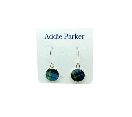 French Hook Style Earring (FH61S) - Blue Plaid