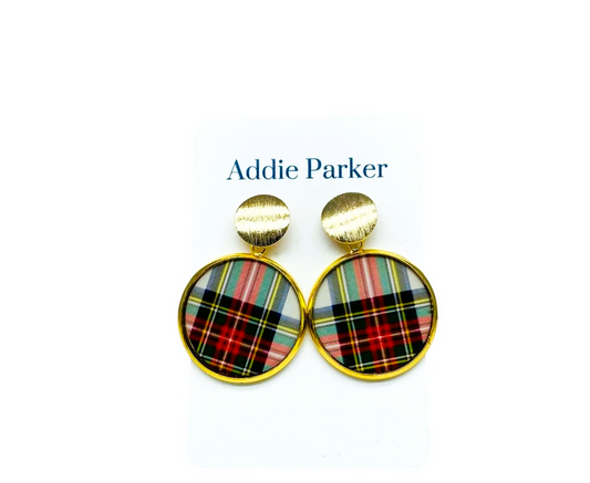 Plaid Earring (R62G) - White Plaid