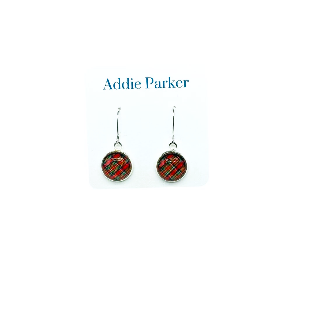 French Hook Style Earring (FH 1) - Red Plaid