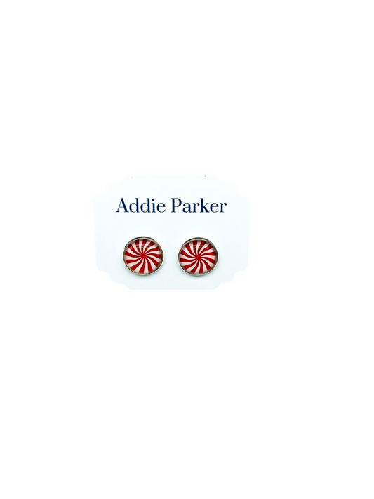 Large Stud Earring (LS 2) - Candy Cane