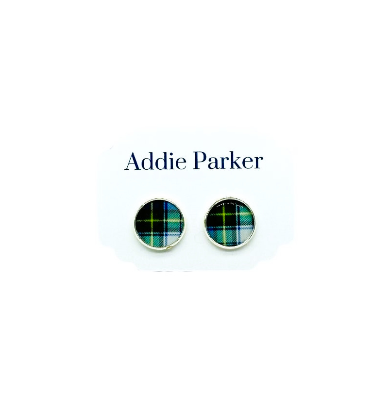 Large Stud Earring (LS61S) - Blue Plaid