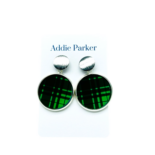 Plaid Earring (R66S) - Green Buffalo Plaid