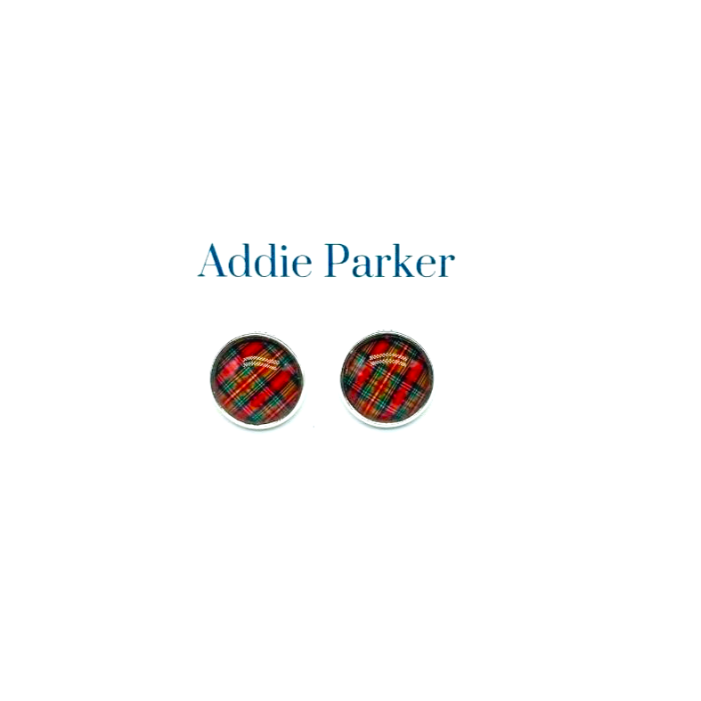 Large Stud Earring (LS 1) - Red Plaid