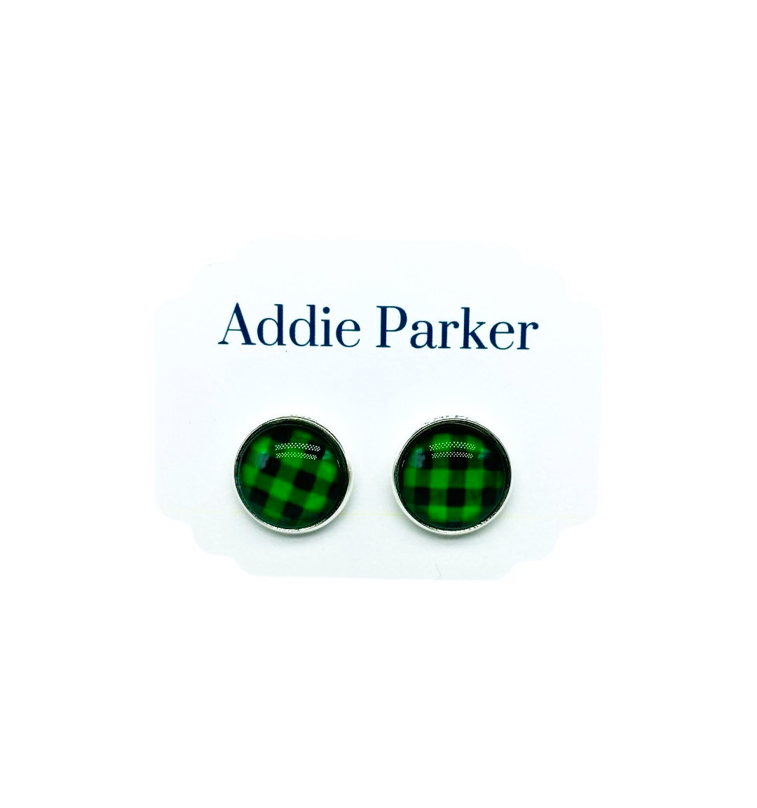 Large Stud Earring (LS 12) - Green Buffalo Plaid