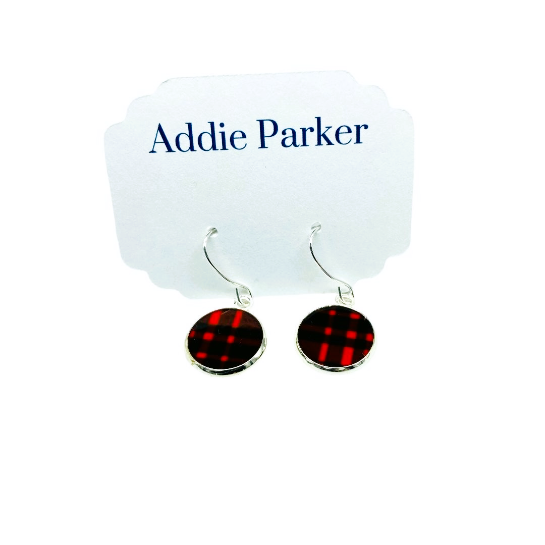 French Hook Style Earring (FH67S) - Red Buffalo Plaid