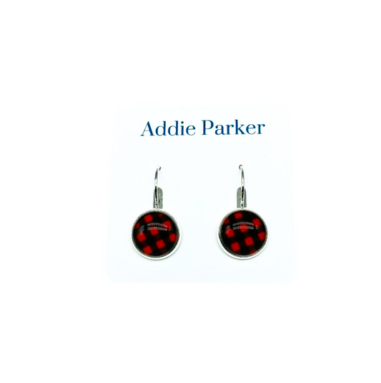 Lever Back Earrings (LB 8) - Red Buffalo Plaid