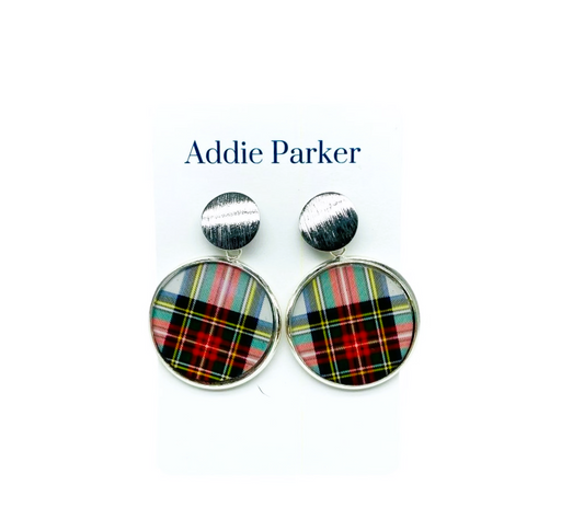 Plaid Earring (R62S) - White Plaid