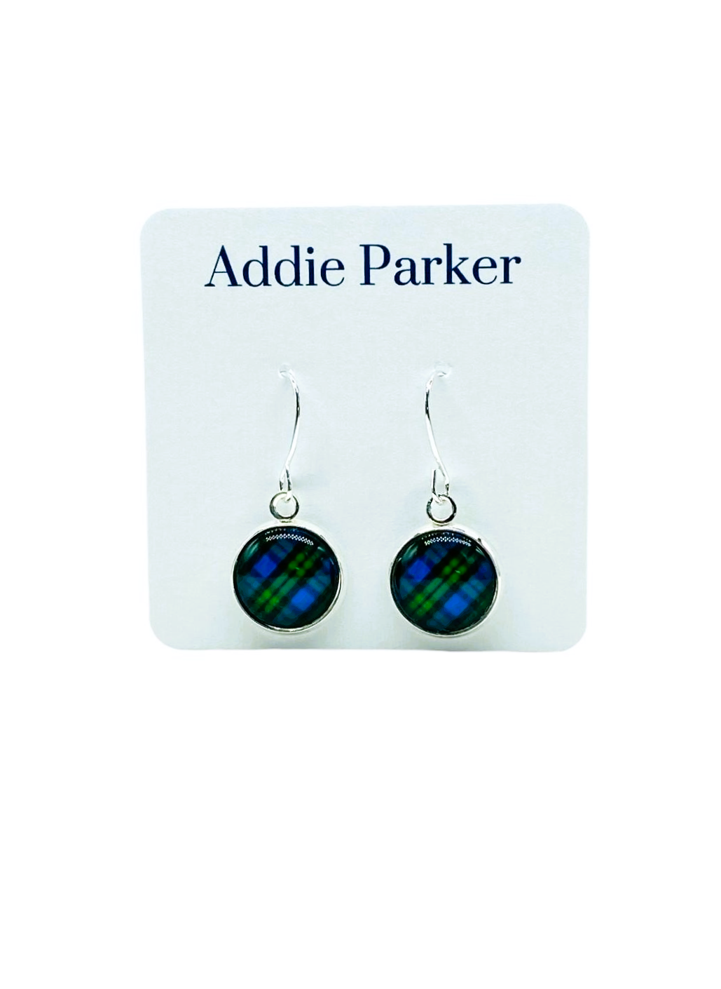 French Hook Style Earring (FH 11) - Blue / Green Plaid