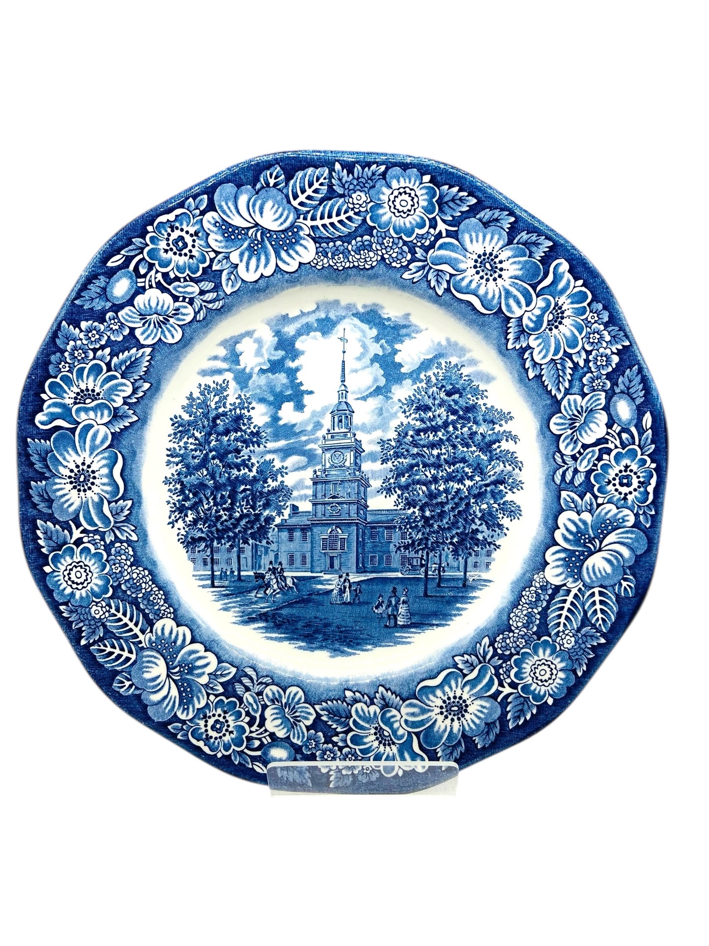 Partial Flower Dinner Plate Necklace - Vintage Liberty Blue Staffordshire