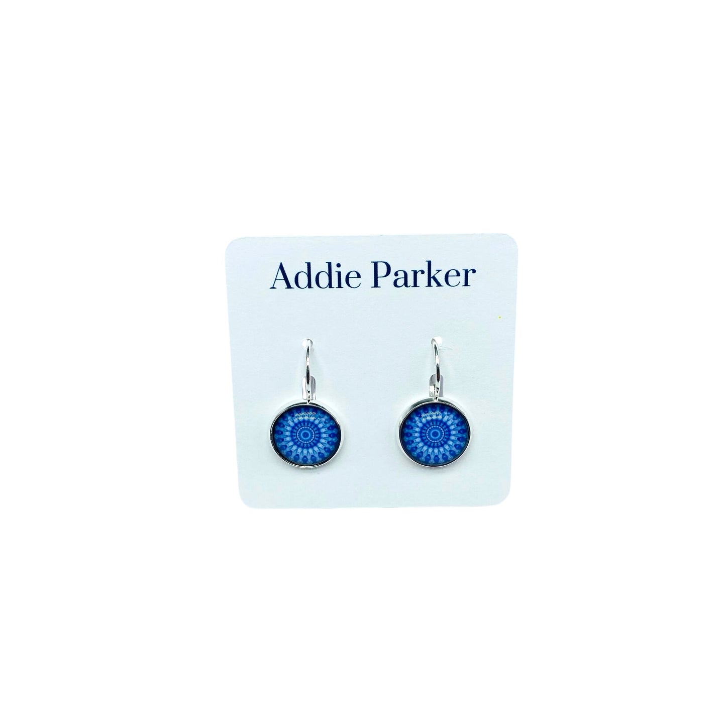 Lever Back Earrings (E 172) - Blue Mandala Leverback Earrings