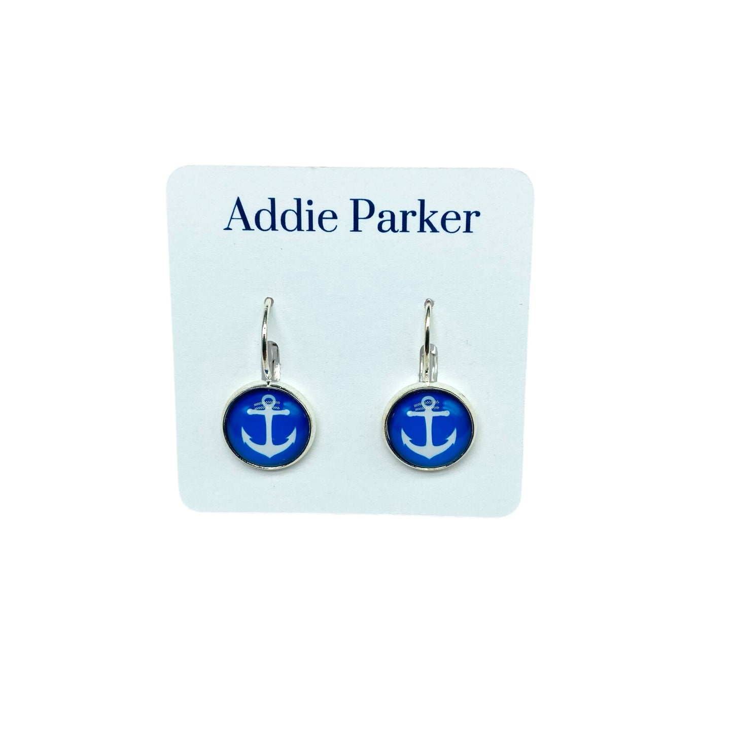 Lever Back Earrings (E 200) - Royal Blue Anchor Leverback Earrings