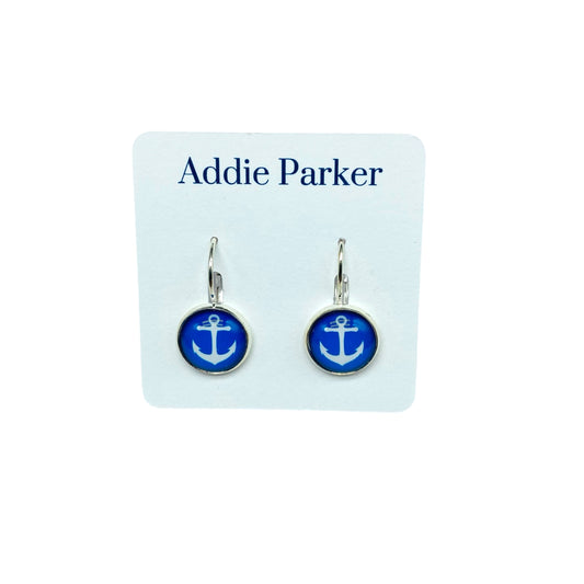 Lever Back Earrings (E 200) - Royal Blue Anchor Leverback Earrings
