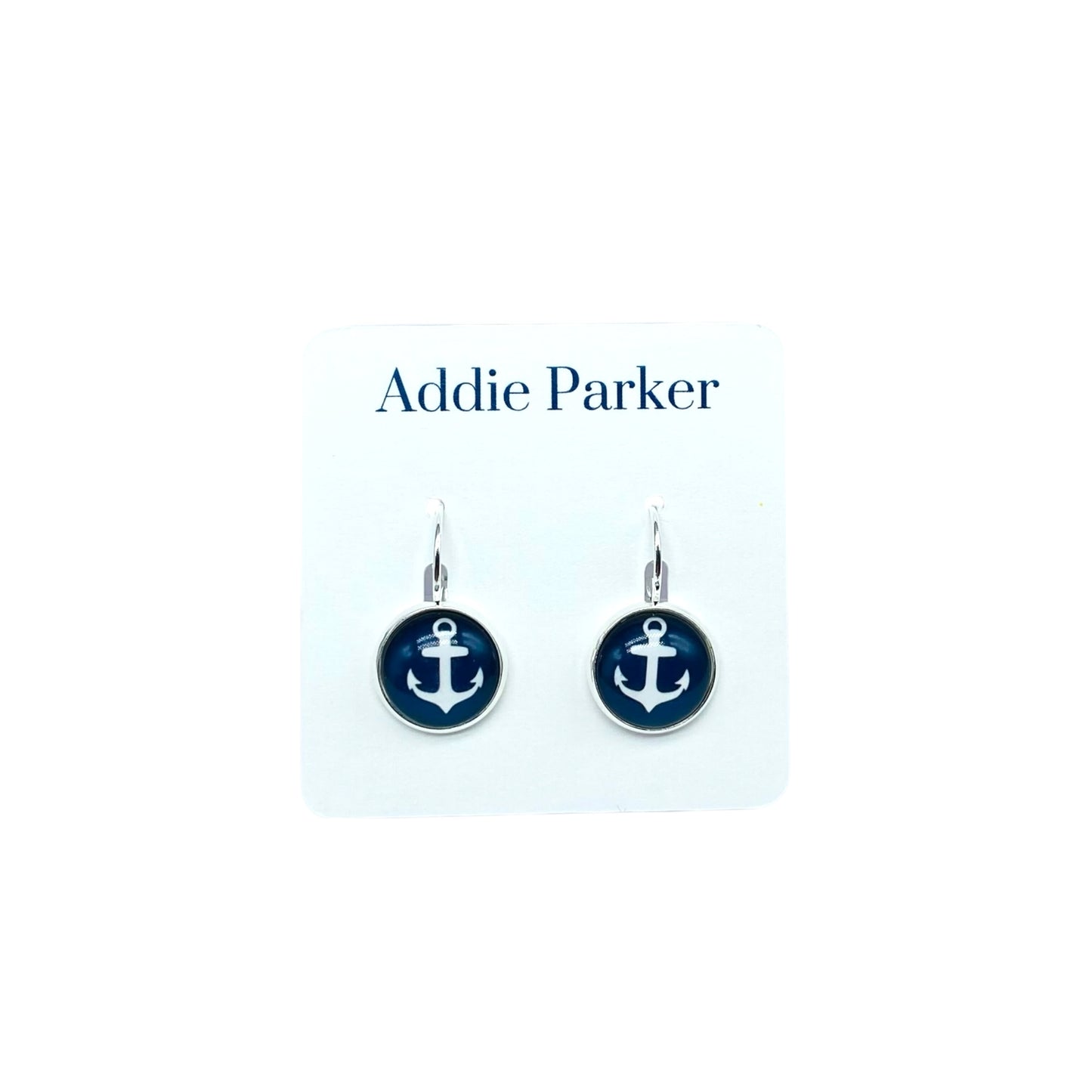 Lever Back Earrings (E 72) - Navy Blue Anchor Leverback Earrings