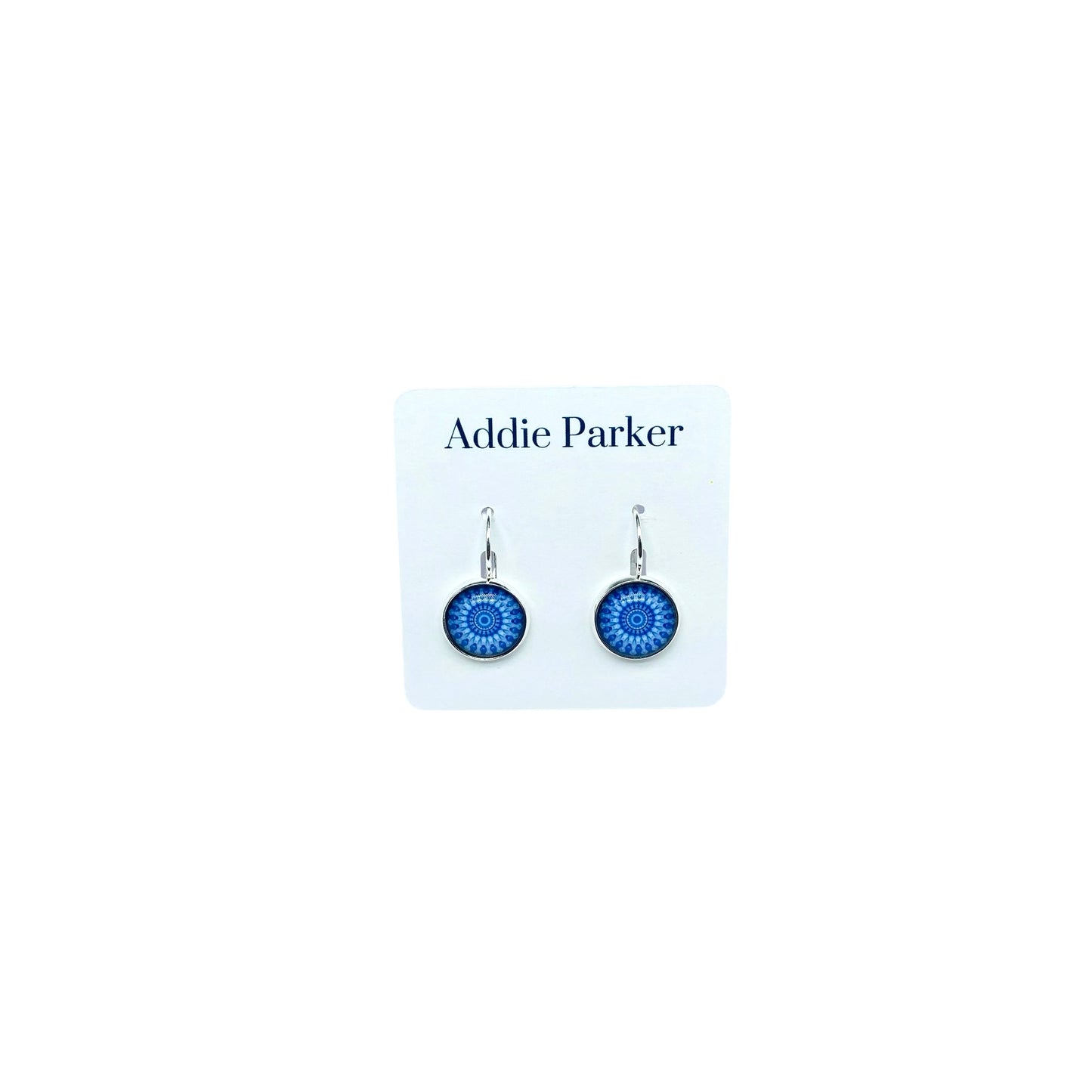 Lever Back Earrings (E 172) - Blue Mandala Leverback Earrings