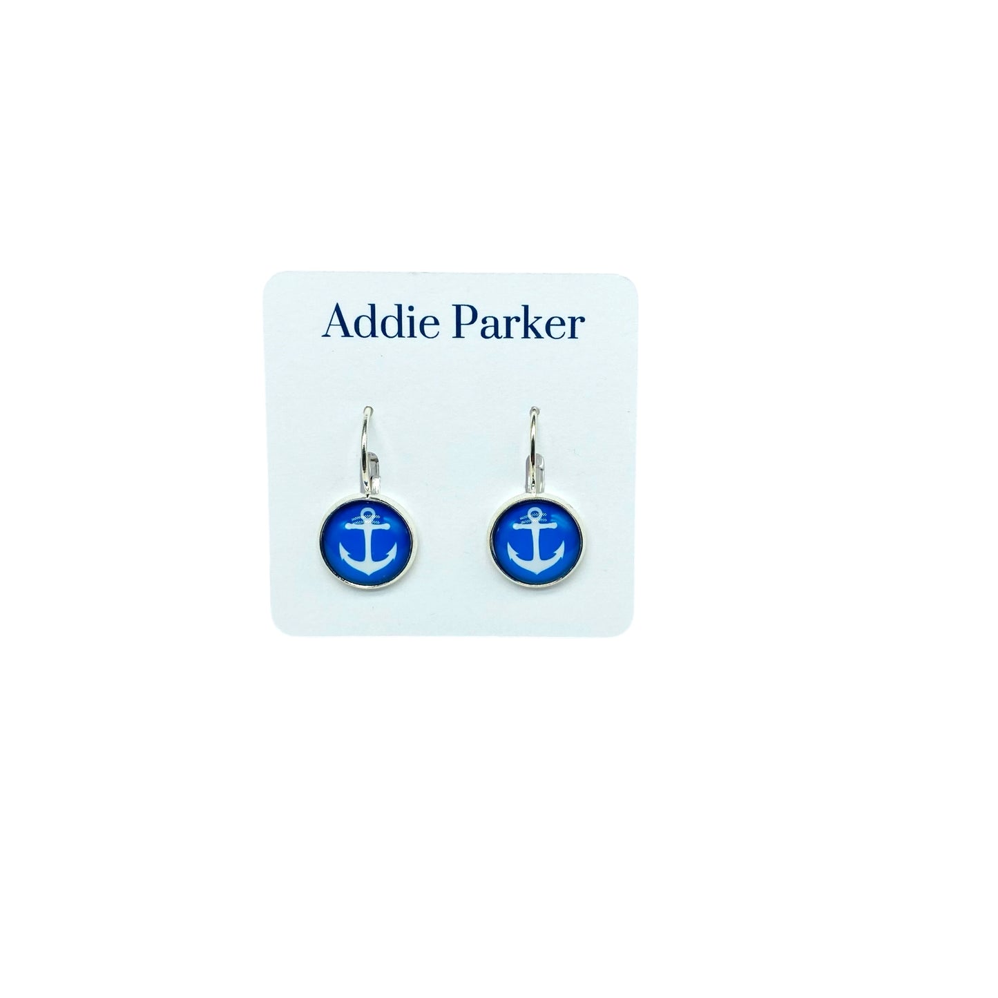 Lever Back Earrings (E 200) - Royal Blue Anchor Leverback Earrings