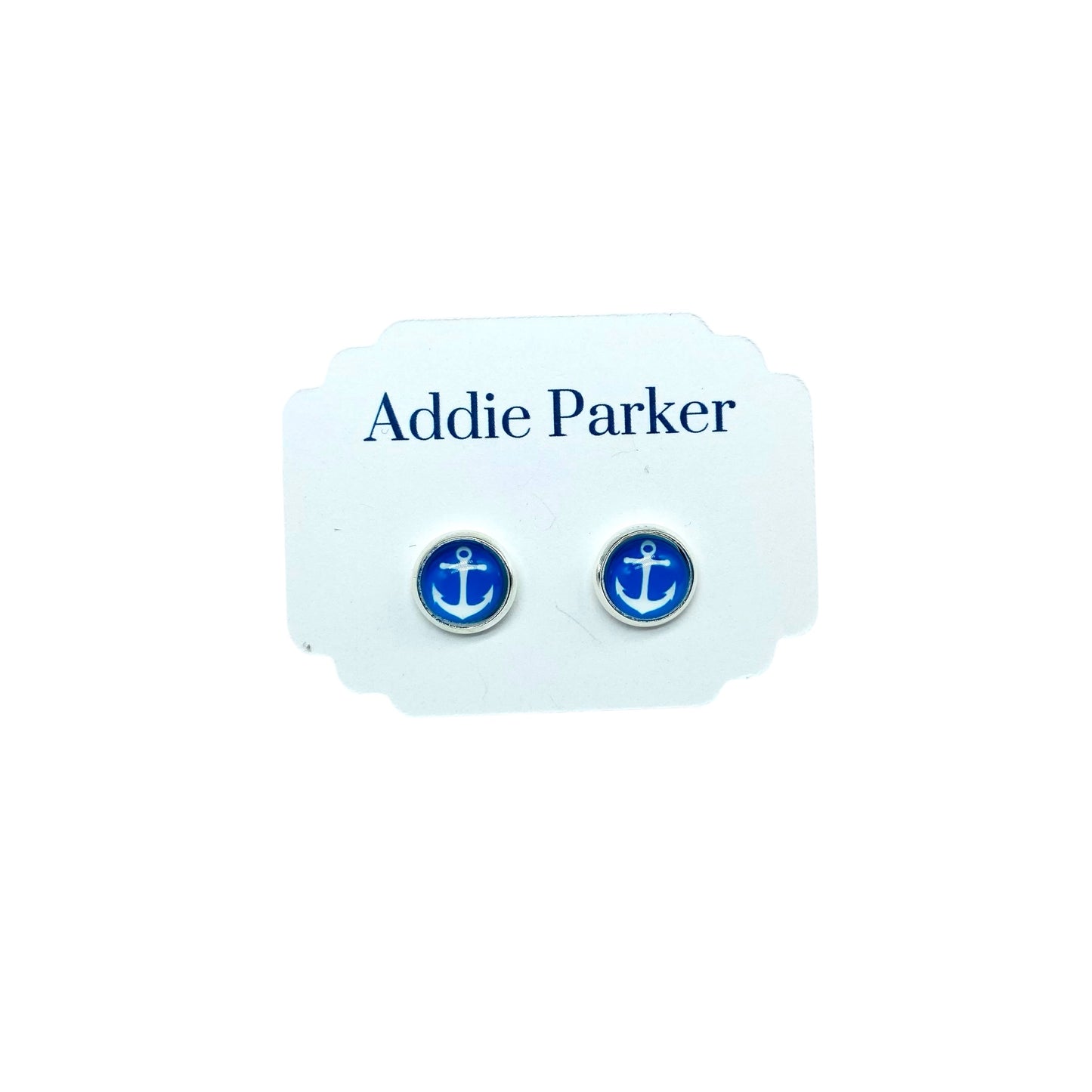 Small Stud Earrings (ST 60) - Royal Blue Anchor