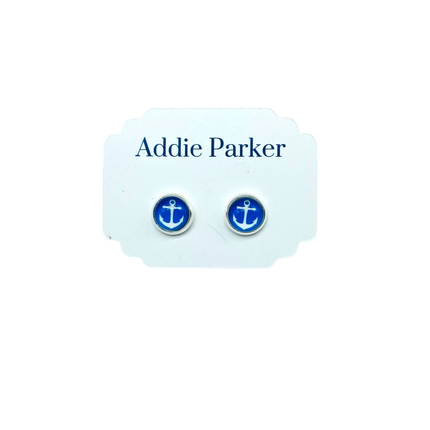Small Stud Earrings (ST 60) - Royal Blue Anchor