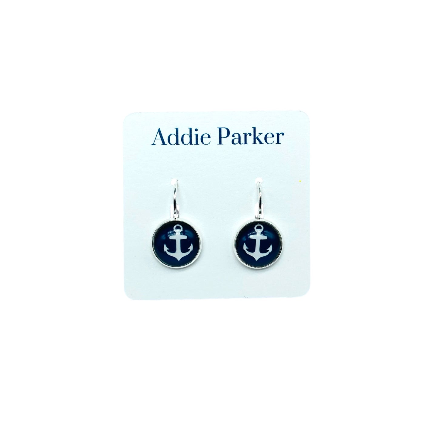 Lever Back Earrings (E 72) - Navy Blue Anchor Leverback Earrings