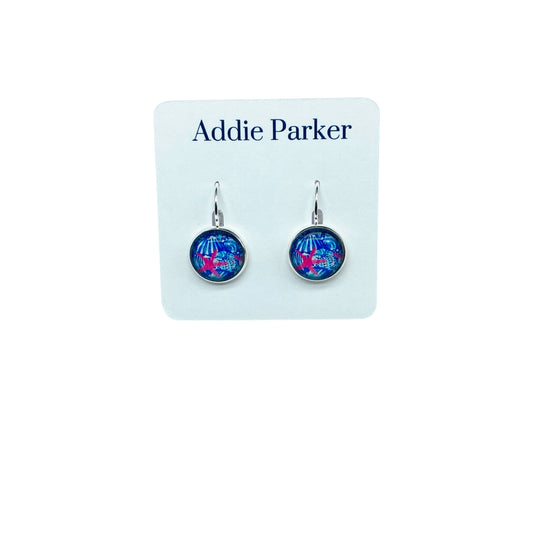 Lever Back Earrings (E 193) - Pink Blue Starfish Leverback Earrings