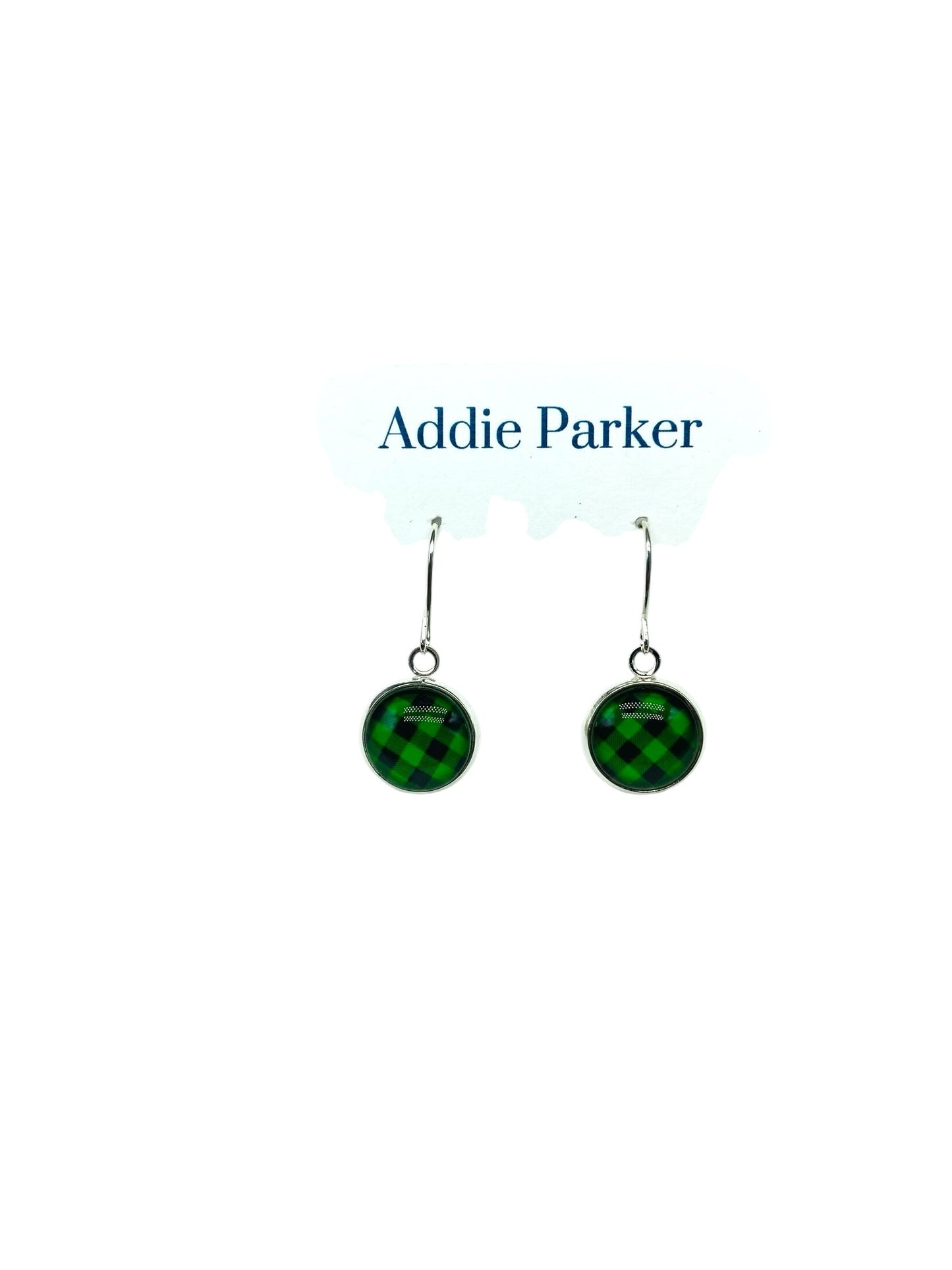 French Hook Style Earring (FH 12) - Green Buffalo Plaid