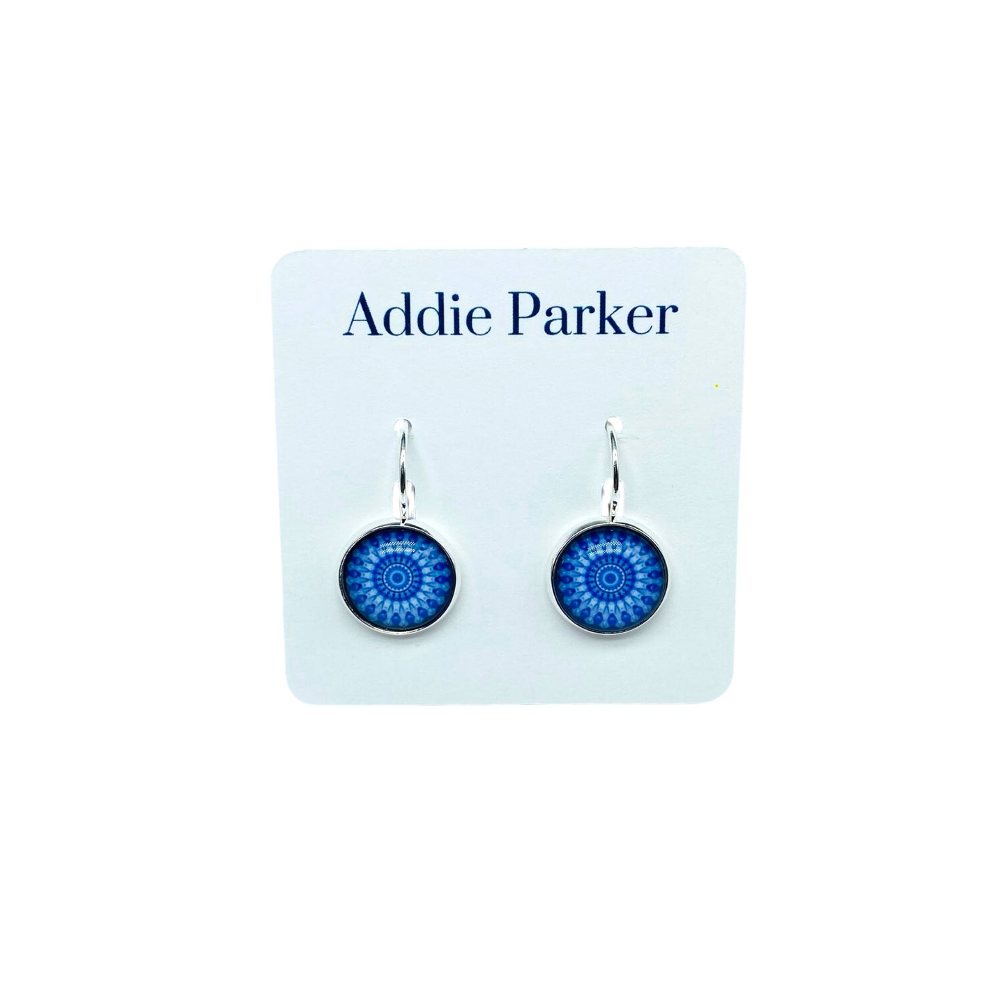 Lever Back Earrings (E 172) - Blue Mandala Leverback Earrings