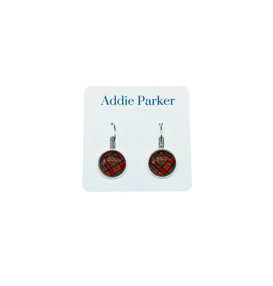 Lever Back Earrings (LB 1) - Red Plaid