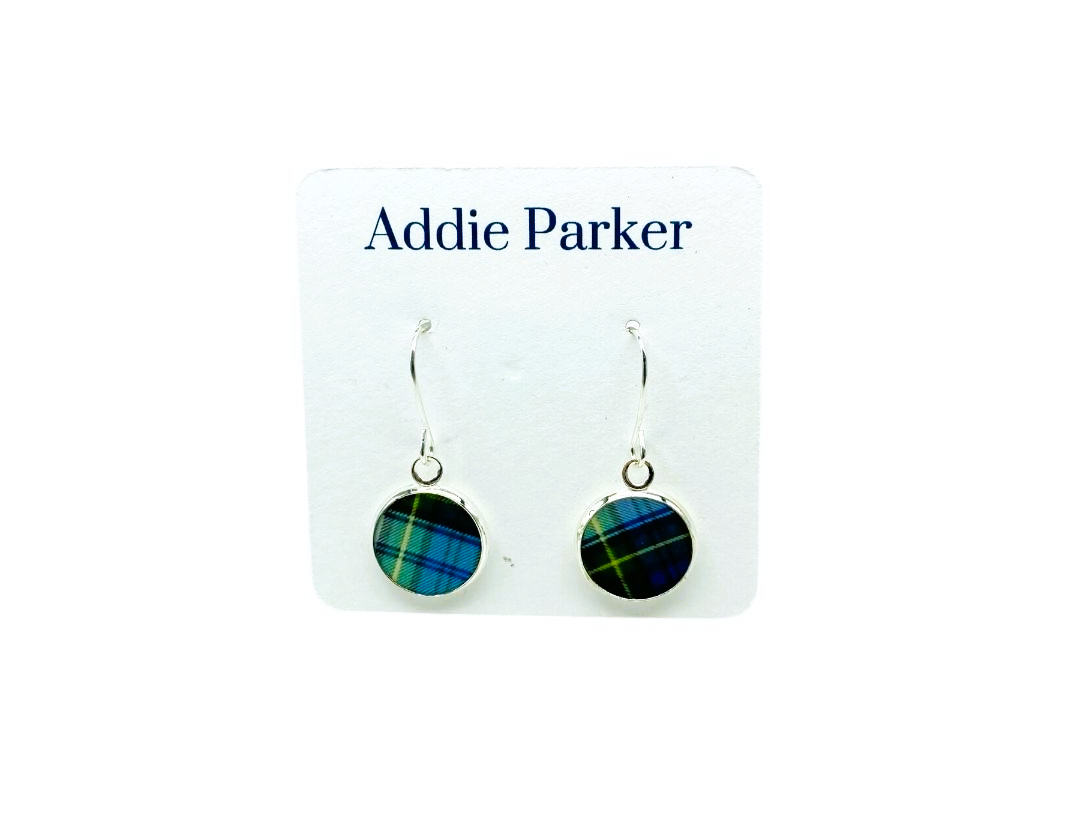 French Hook Style Earring (FH61S) - Blue Plaid