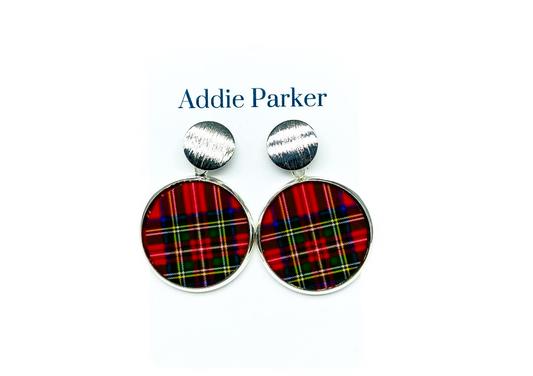 Plaid Earring (R60S) - Red Plaid