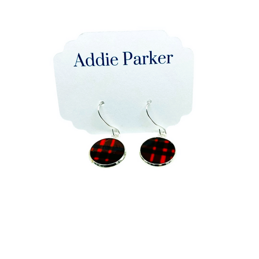 French Hook Style Earring (FH67S) - Red Buffalo Plaid