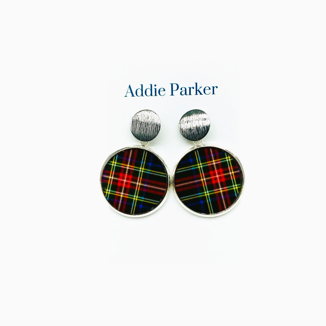 Plaid Earring (R64S) - Black Plaid