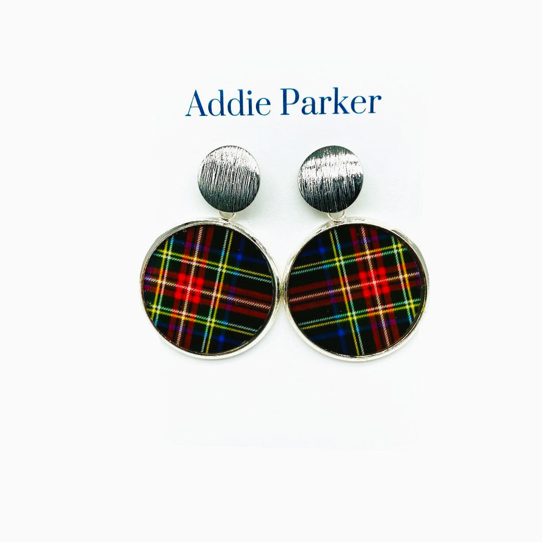 Plaid Earring (R64S) - Black Plaid