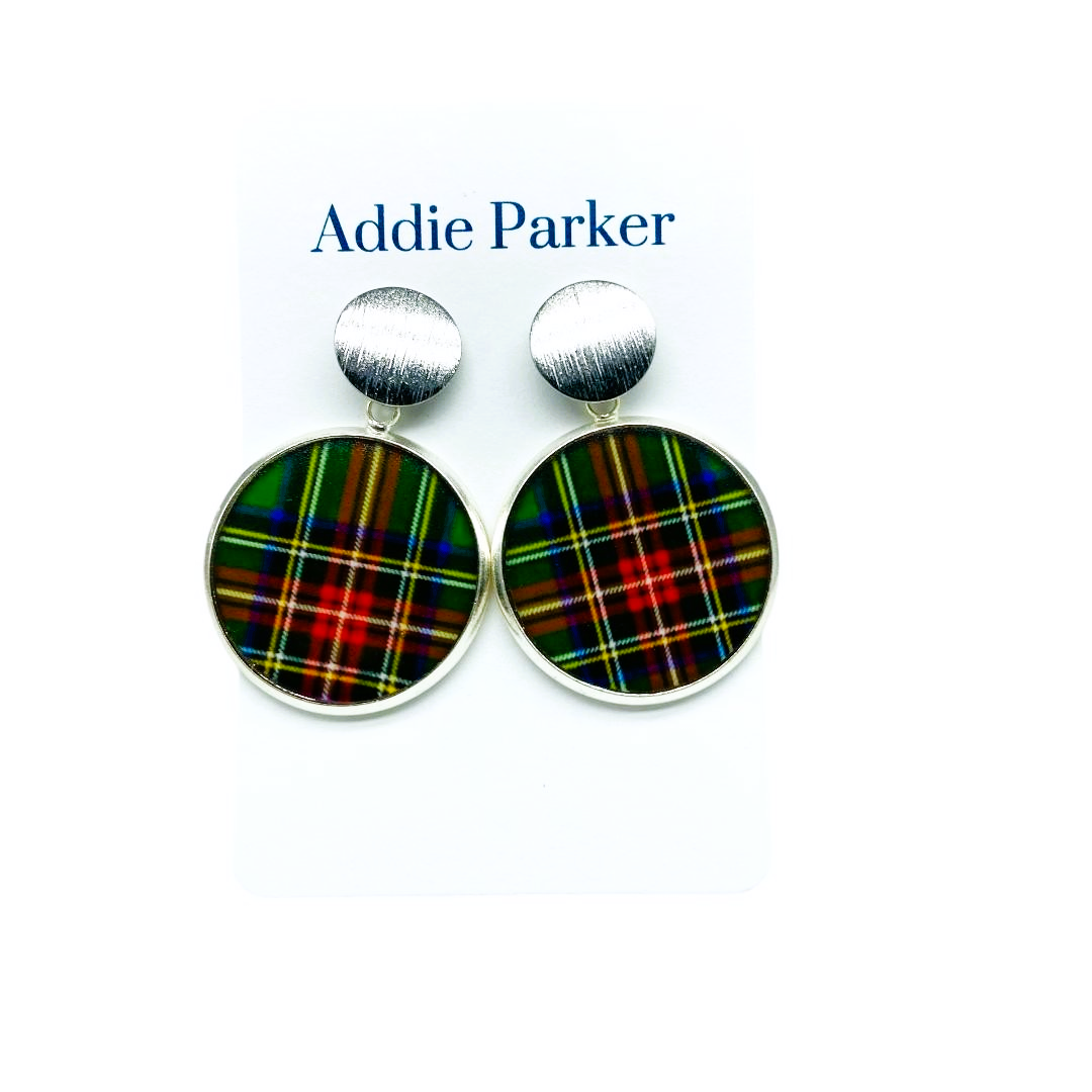 Plaid Earring (R63S) - Green Plaid