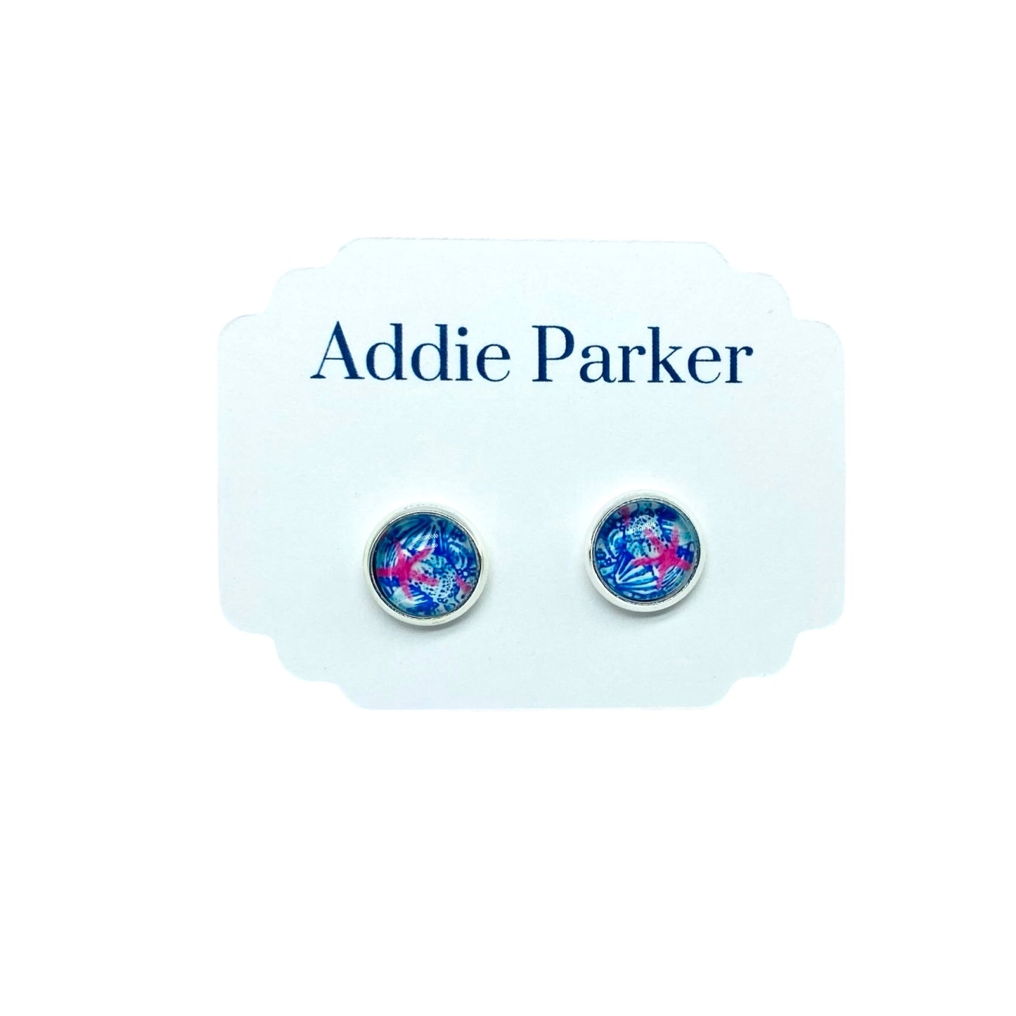 Small Stud Earrings (ST 53) - Blue / Pink Starfish