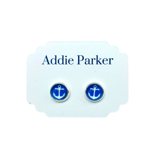 Small Stud Earrings (ST 60) - Royal Blue Anchor