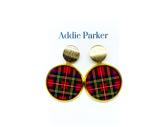 Plaid Earring (R60G) - Red Plaid