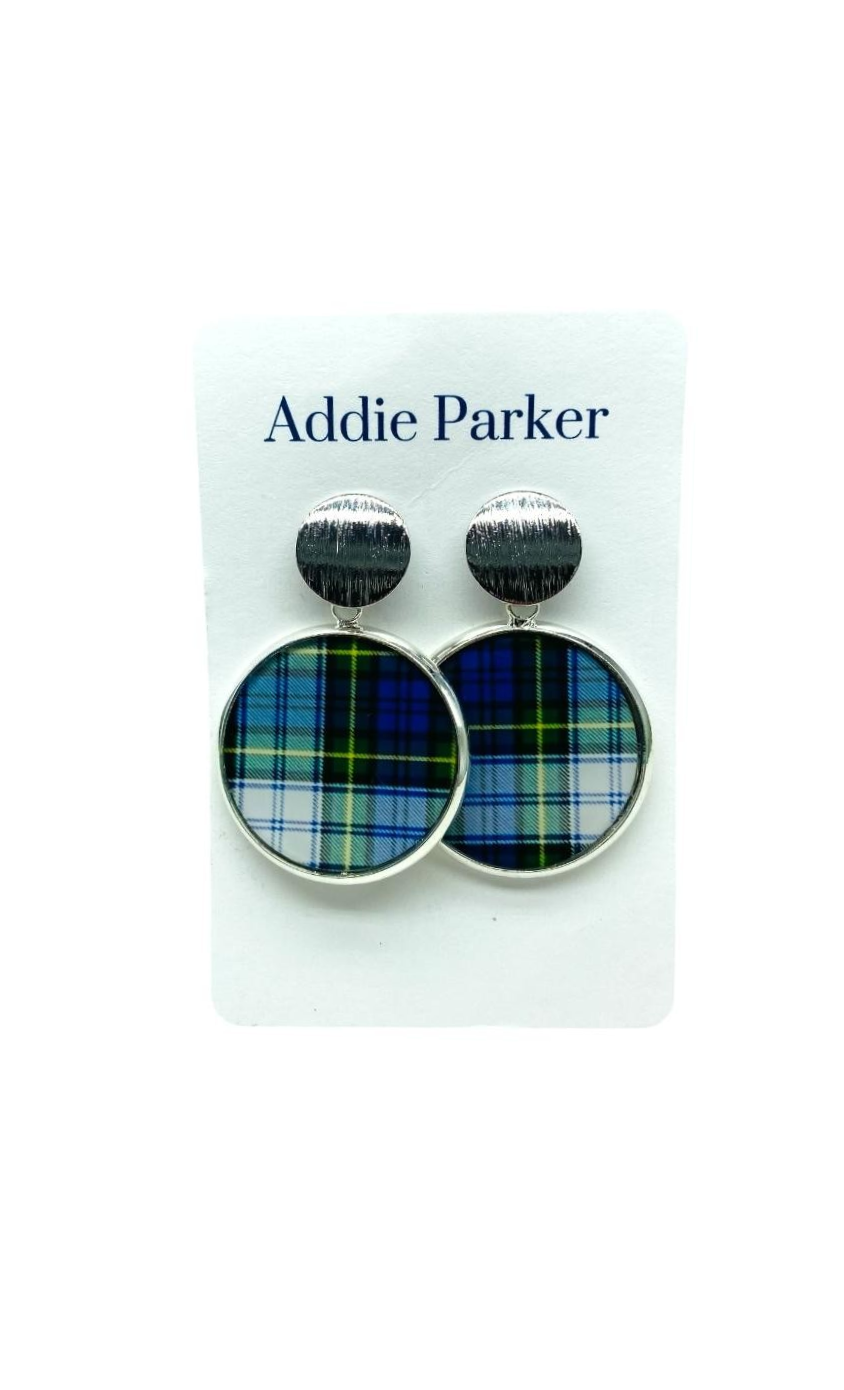 Plaid Earring (R61S) - Blue Plaid