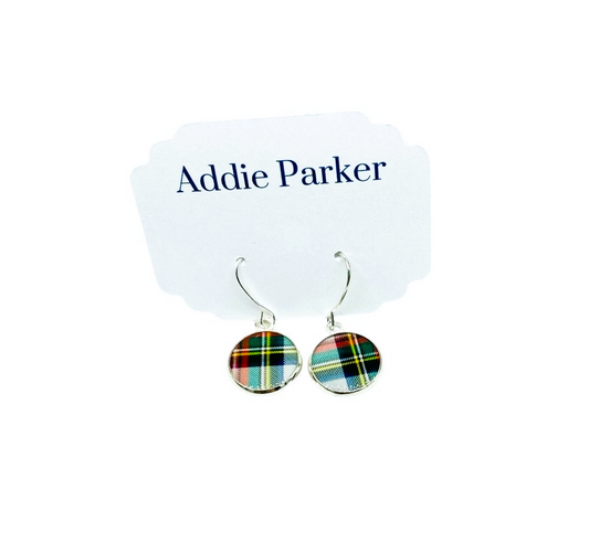 French Hook Style Earring (FH62S) - White Plaid