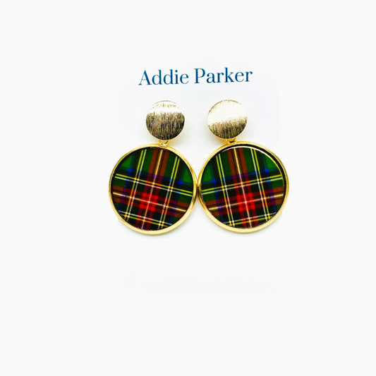 Plaid Earring (R63G) - Green Plaid