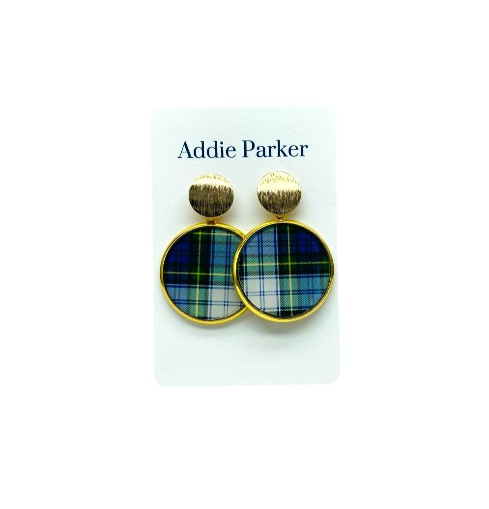 Plaid Earring (R61G) - Blue Plaid