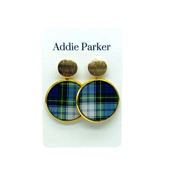 Plaid Earring (R61G) - Blue Plaid