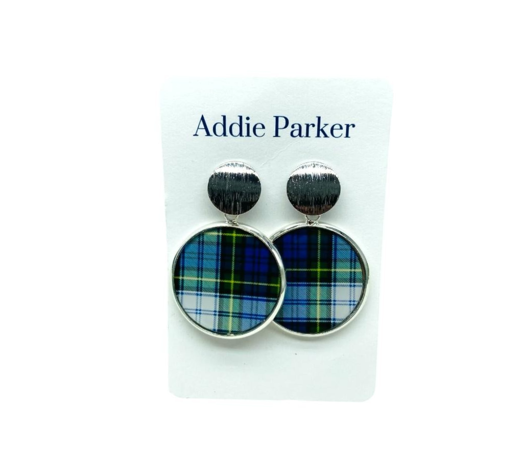 Plaid Earring (R61S) - Blue Plaid