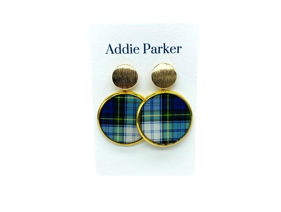 Plaid Earring (R61G) - Blue Plaid