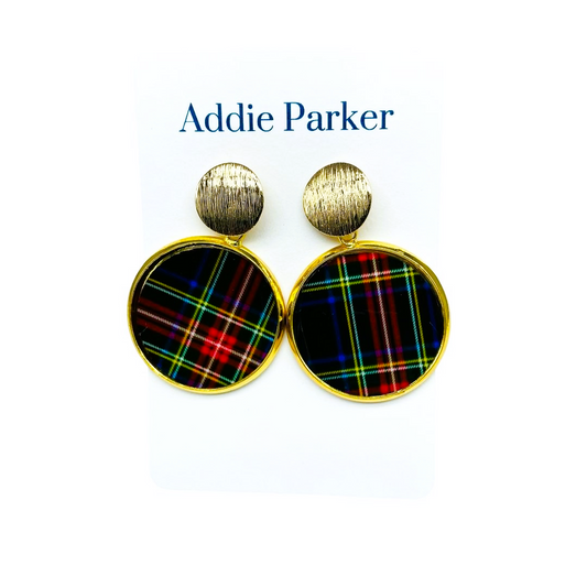 Plaid Earring (R64G) - Black Plaid