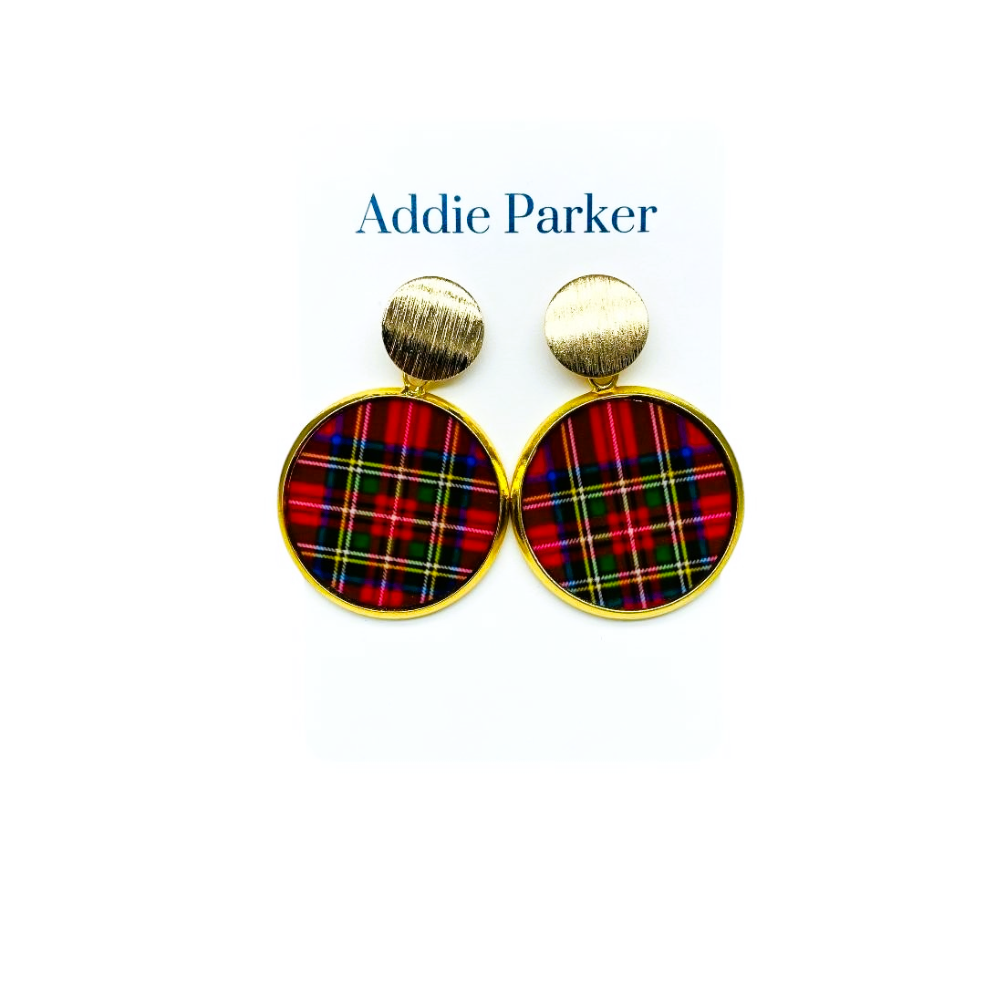 Plaid Earring (R60G) - Red Plaid