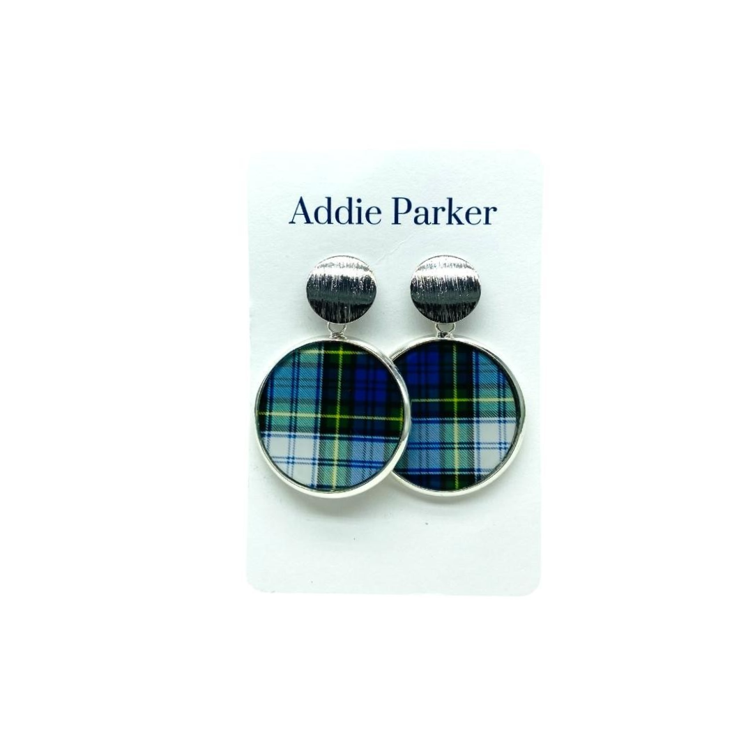 Plaid Earring (R61S) - Blue Plaid